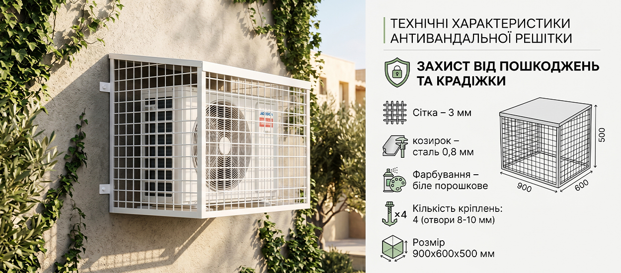 Антивандальна решітка для кондиціонера 900x600x500